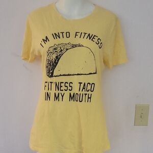 Yellow Graphic Tee with Taco Print